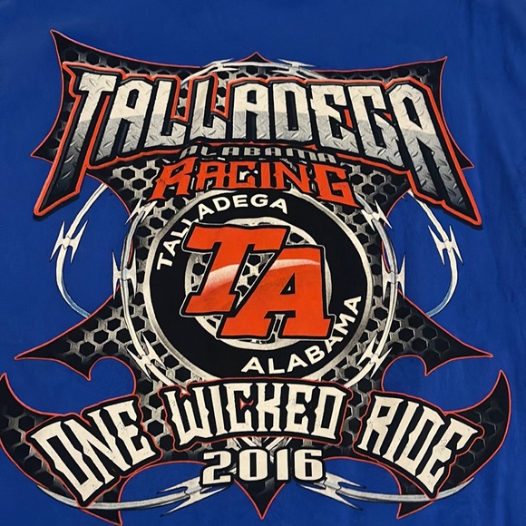 Blue Talladega Alabama Racing One Wicked Ride 2016 Nascar Tee Men's Size Large - Picture 4 of 6